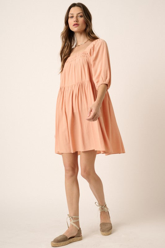Babydoll Mini Dress - Peach