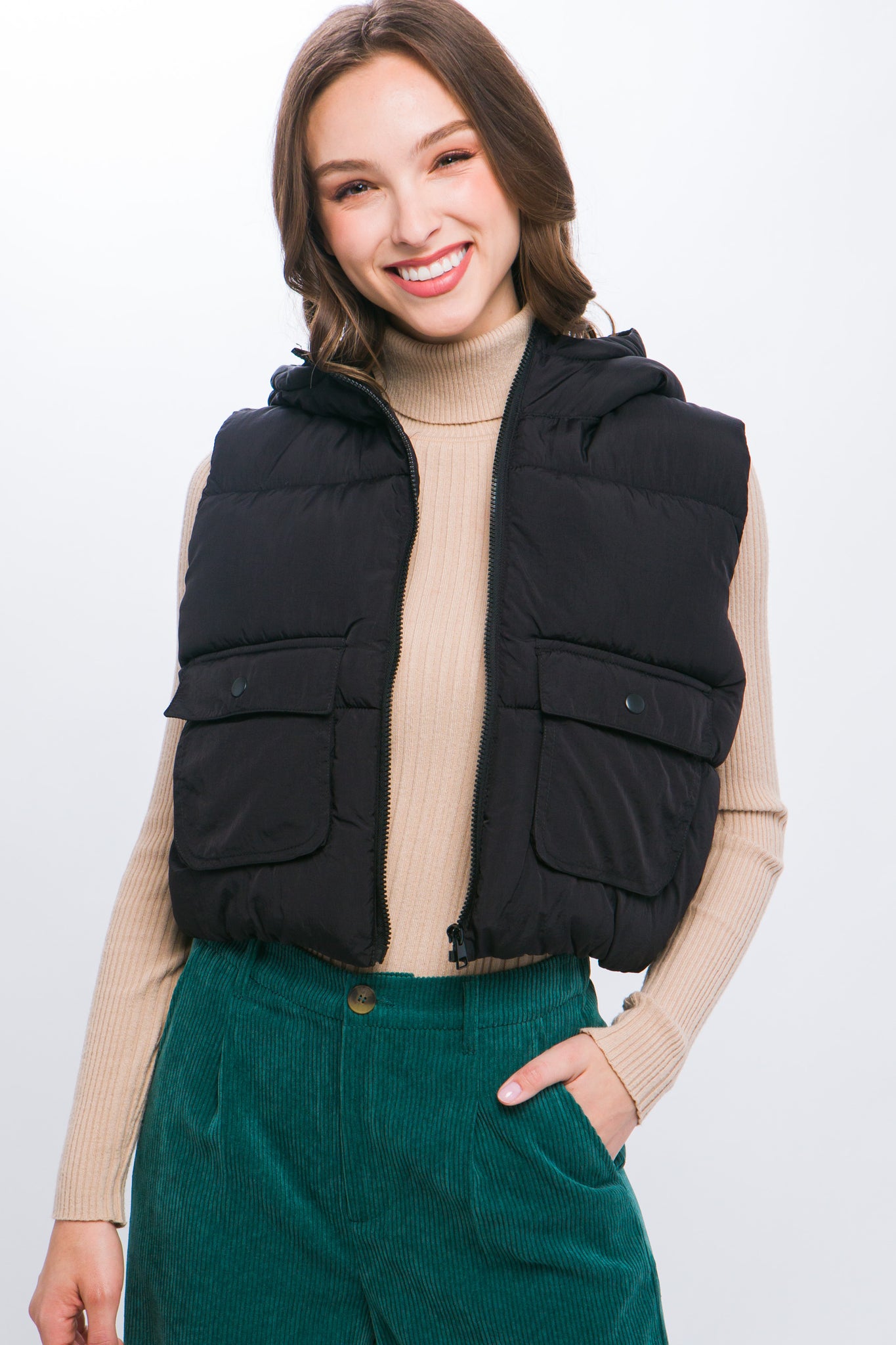 Emma Crop Vest- Black
