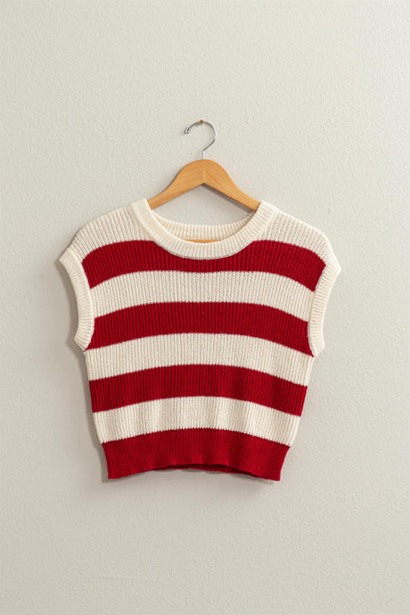 Cherry Striped Sweater Vest