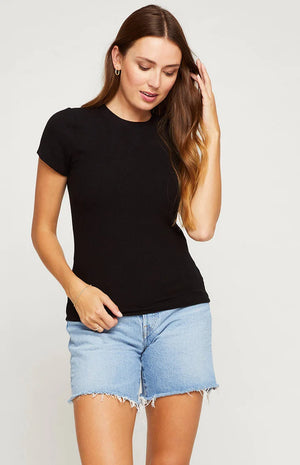 Clara Fitted Tee- Black-Gentle Fawn