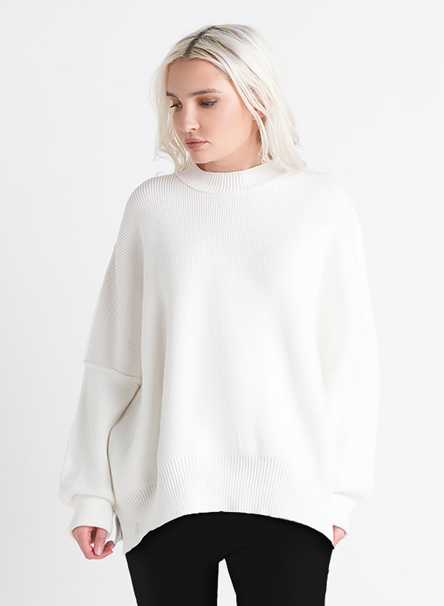 Ivory Exposed Seam Sweater- Dex