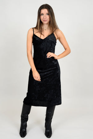 Layla Velvet Slip Dress- Black