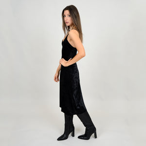 Layla Velvet Slip Dress- Black